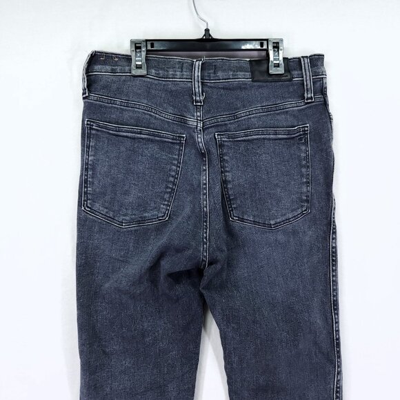 Madewell 10" High Rise Skinny Crop Jeans Size 30 Dark Wash with Whiskering - Picture 13 of 14